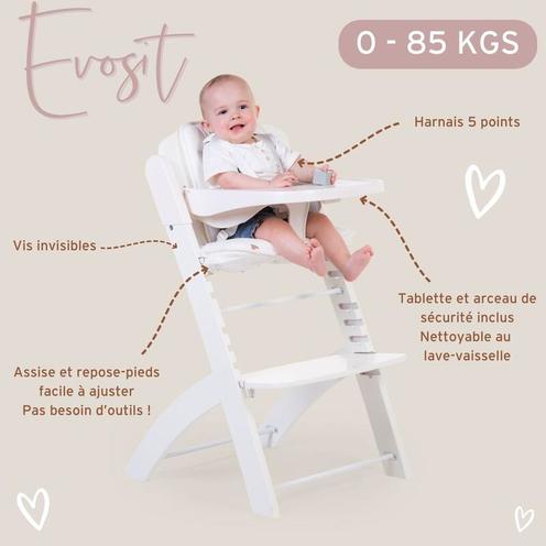 Chaise évolutive Evosit White - CHILDHOME