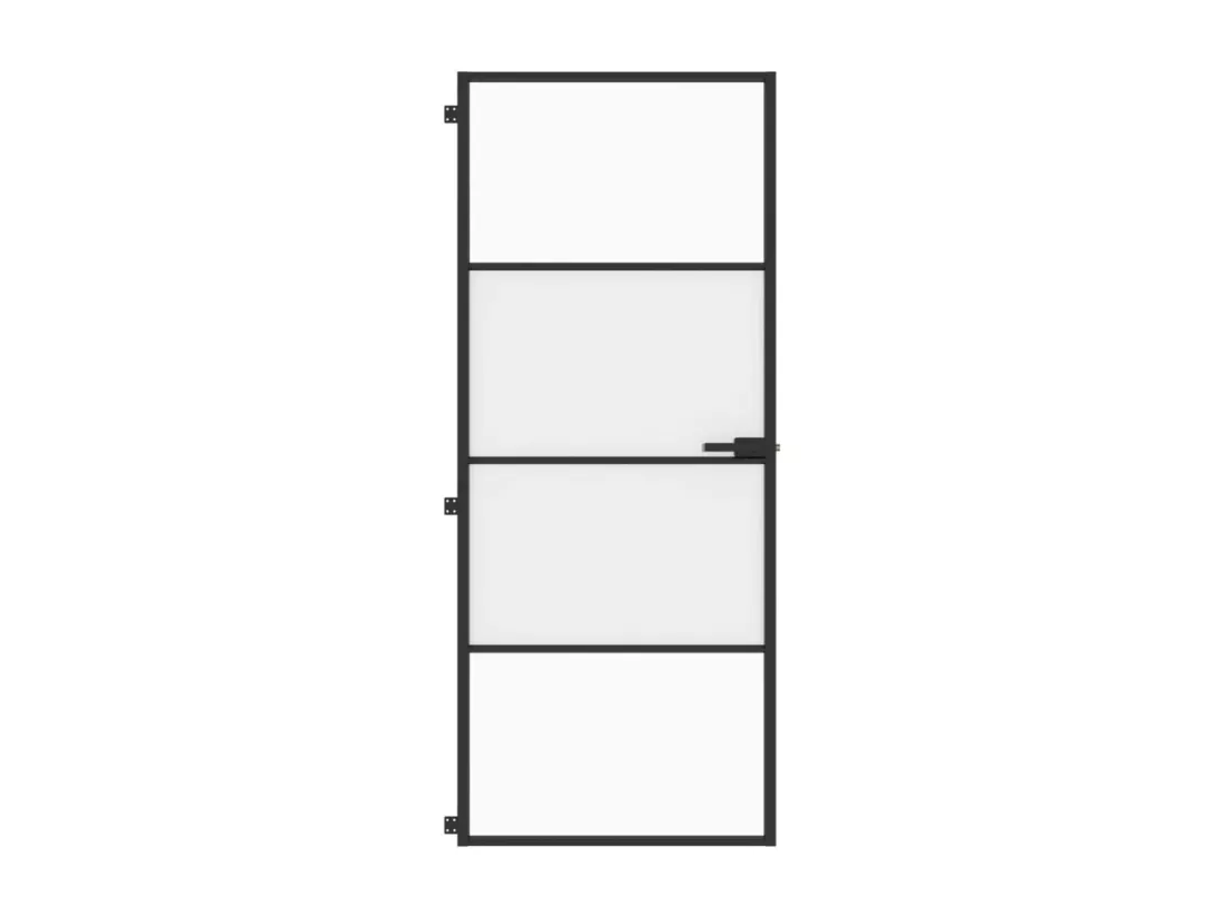 Porte intérieure mince noir 83x201,5 cm verre trempé aluminium