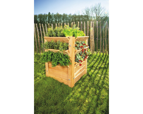 Premium verhoogde tuinbak WESTMANN maat L 65 x 65 x 73 cm naturel