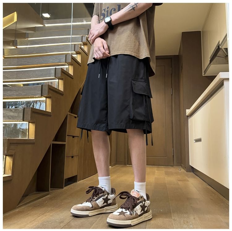 emeisa - Cargoshorts met trekkoord in de taille en wijde pijpen