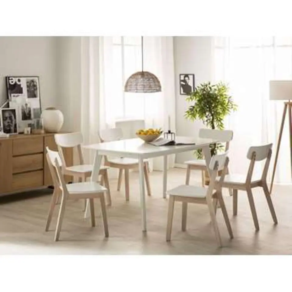 SANFORD - Uitschuifbare eettafel - Wit - 80 x 120/160 cm - MDF