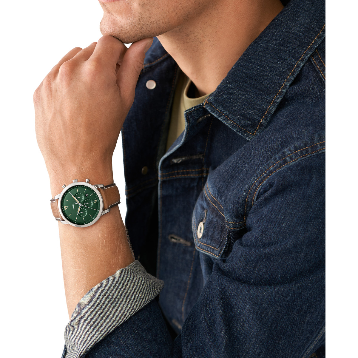 Montre FOSSIL Neutra homme chronographe, bracelet cuir marron