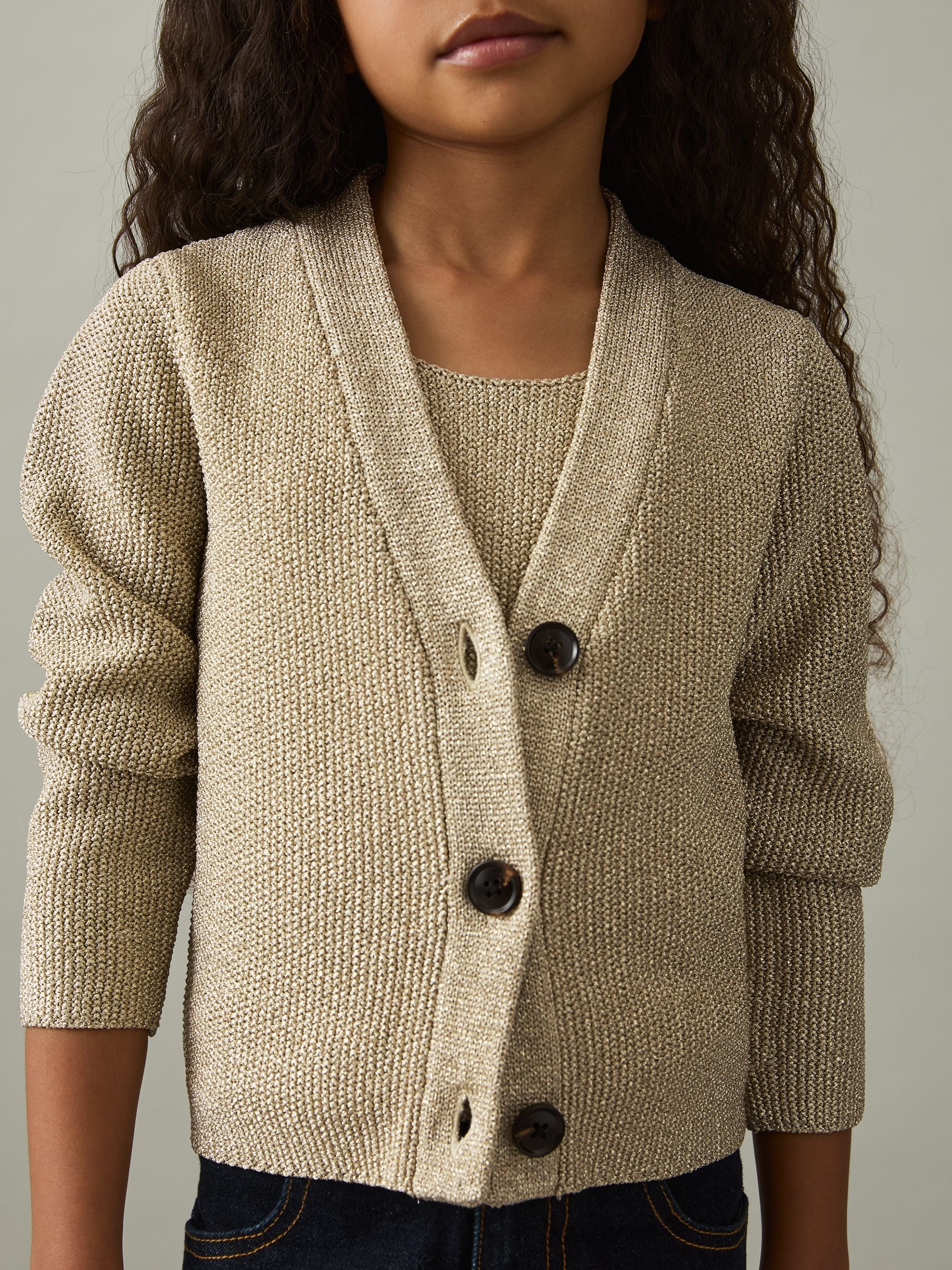 Reiss - Mika - Metallic gebreid vest met V-hals