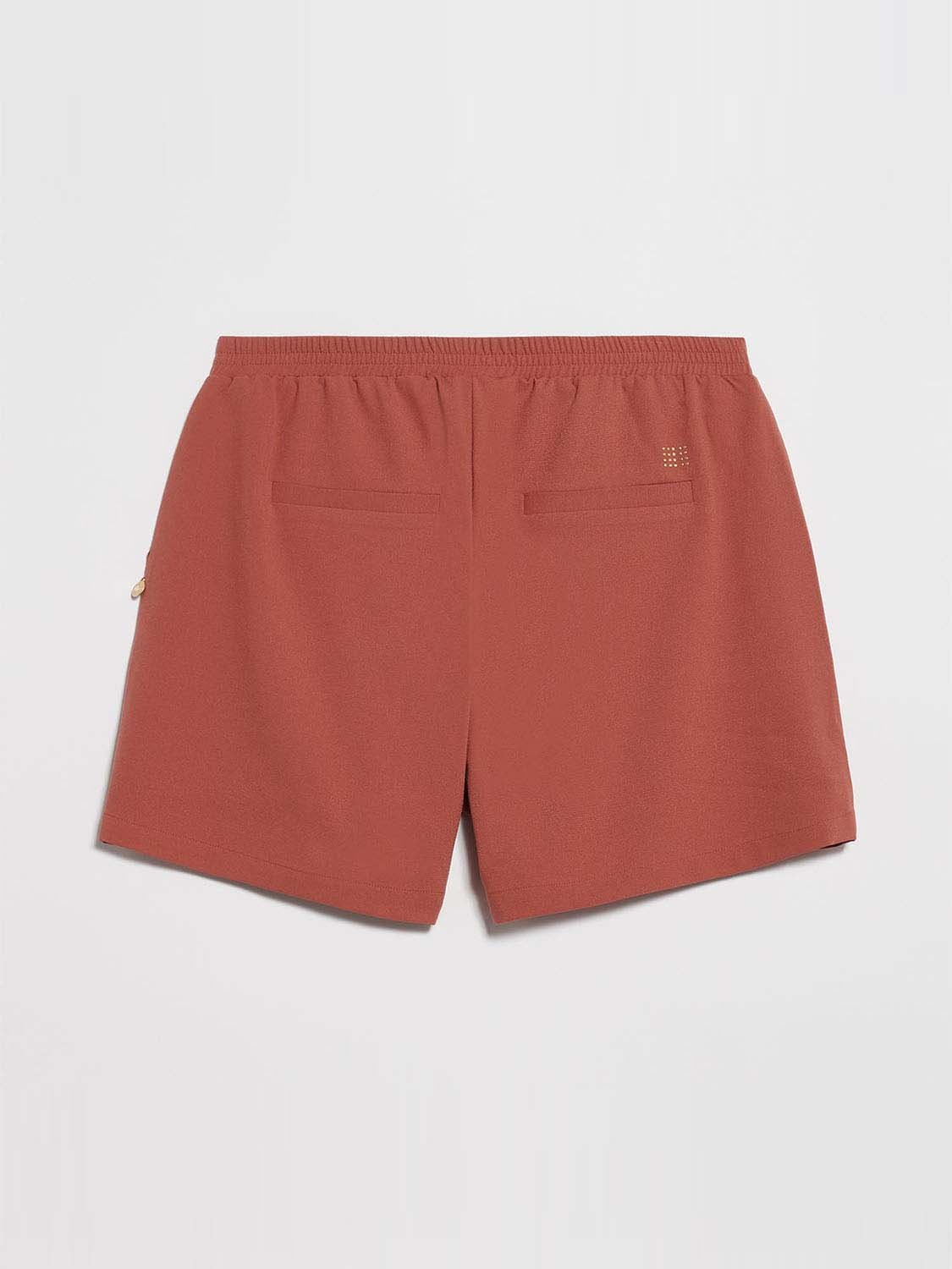 Short Femme Fluide Ceinture Elastiquée Orange