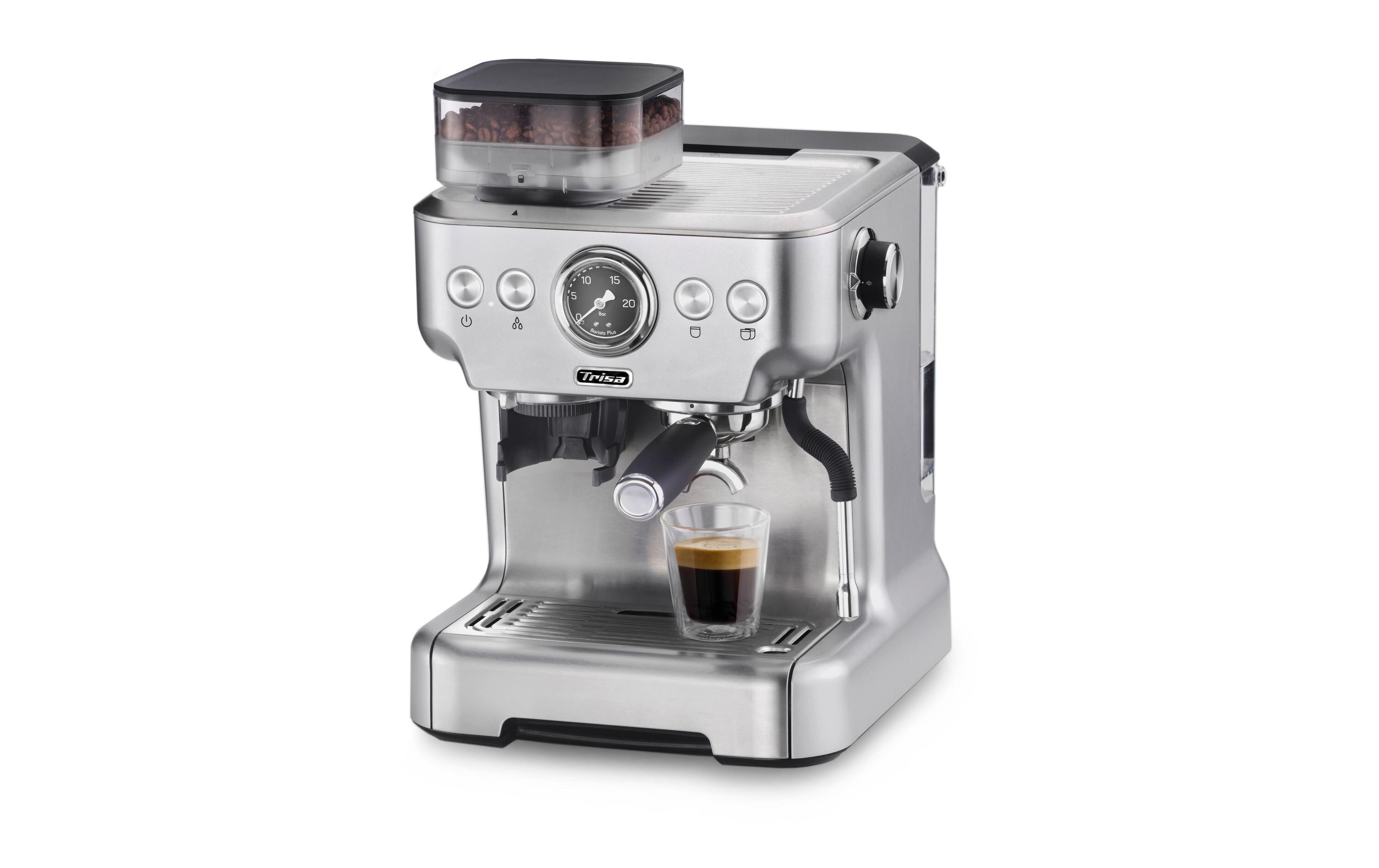 Siebträgermaschine Barista Plus Silber<br>Kaffeemaschine mit Siebträger und integriertem Mahlwerk