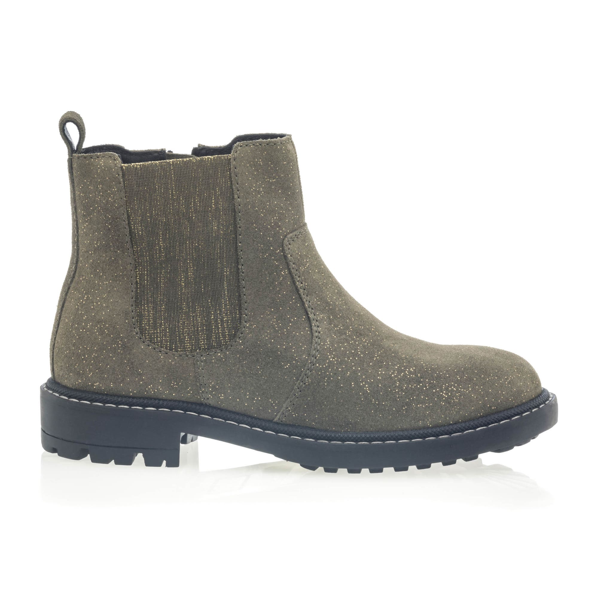 Bottines Fille en cuir kaki