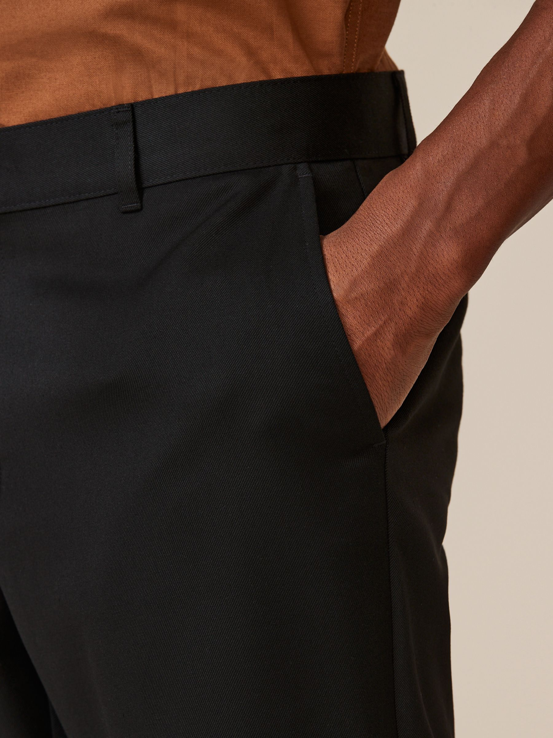 Zwart - Slim Fit - Modieuze broek zonder plooien