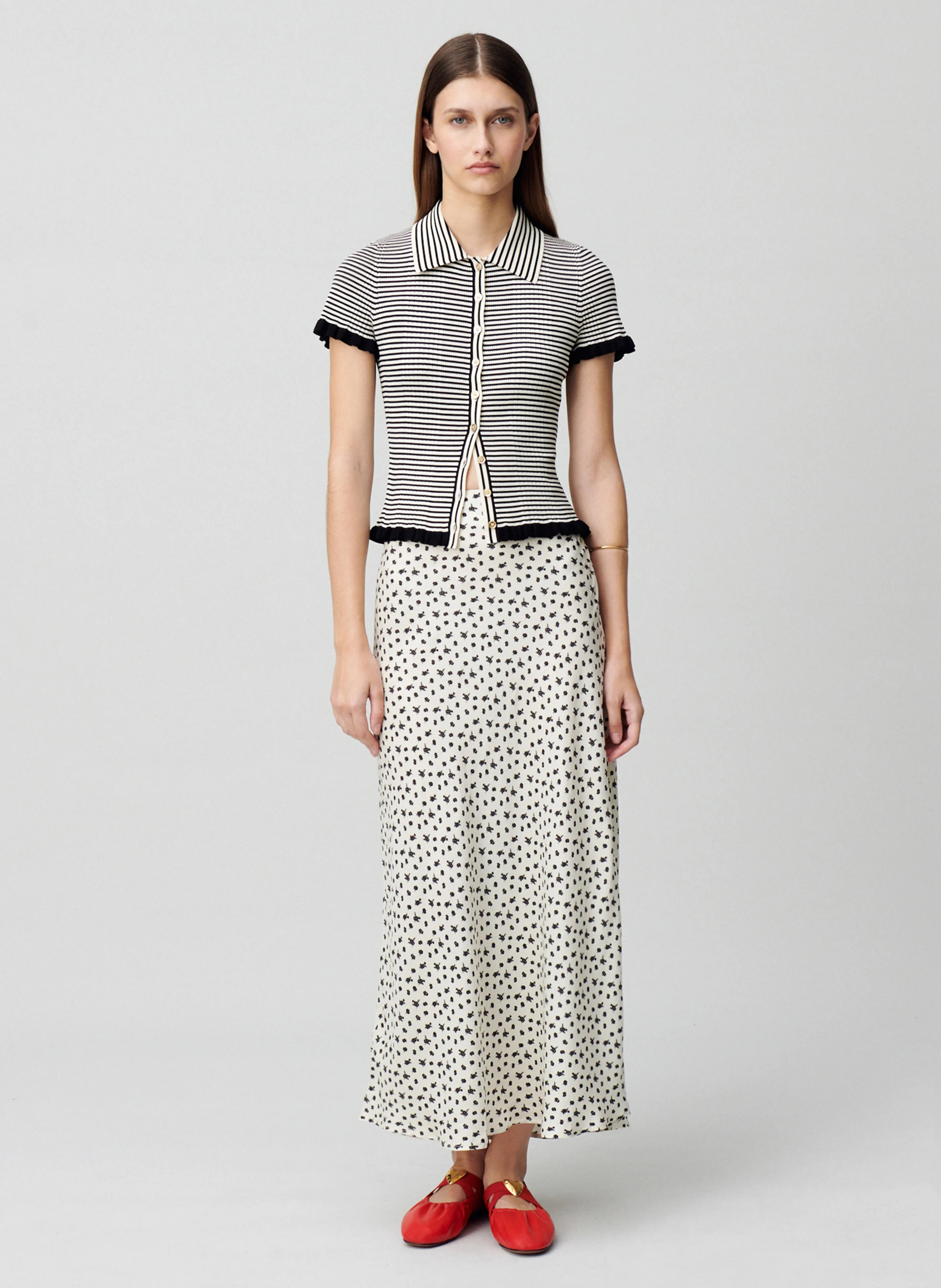 Top moulant col classique| Blanc
