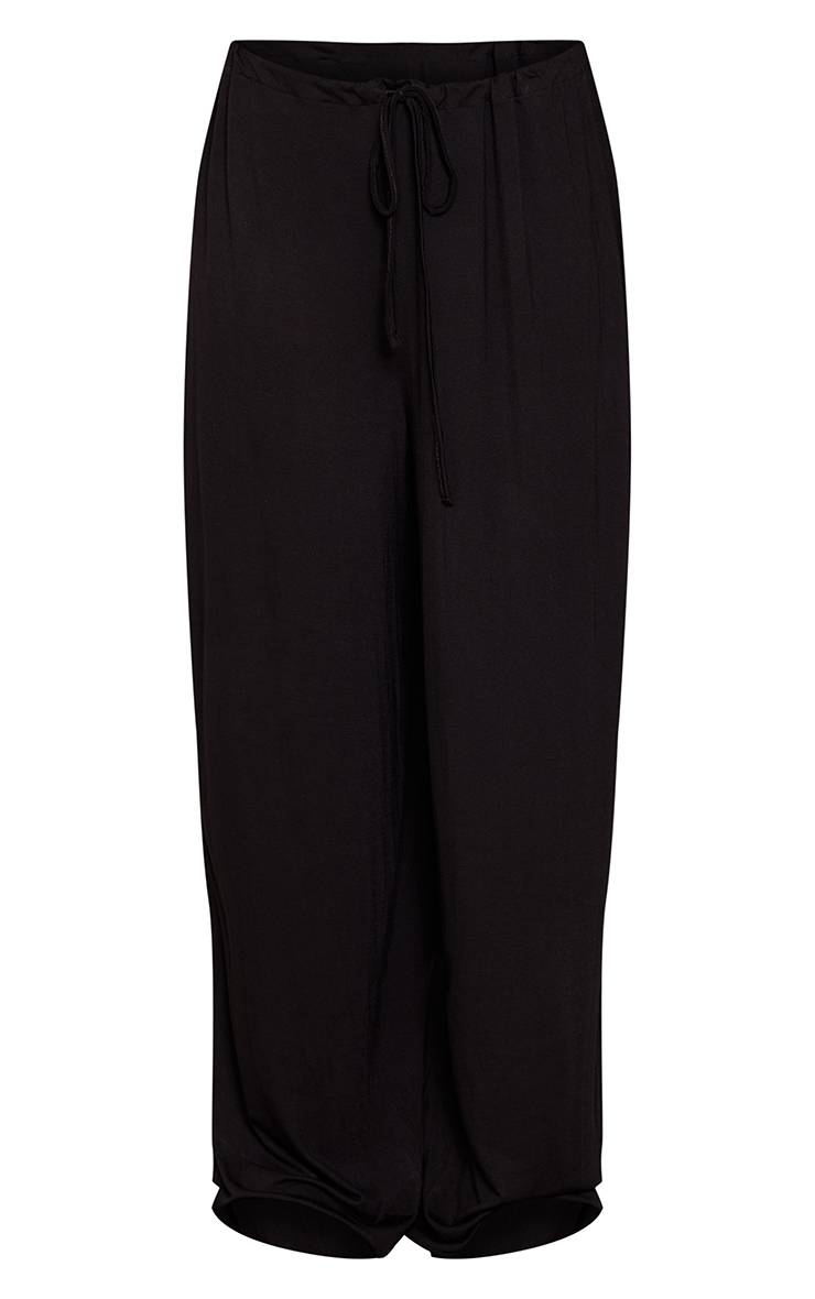 Noir Pantalon En Jersey À Jambes Ballon Avec Revers