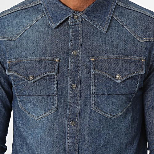 Chemise Jean Manches Longues Bleu Denim