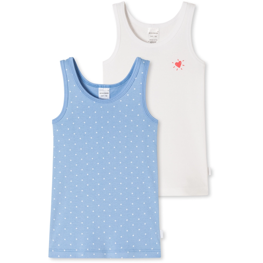 Schiesser Unterhemd Fine Rib Organic Cotton blau, weiß