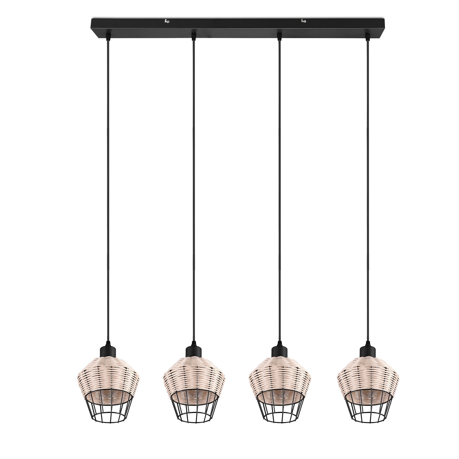 Pendelleuchte - natur-schwarz - Rattan