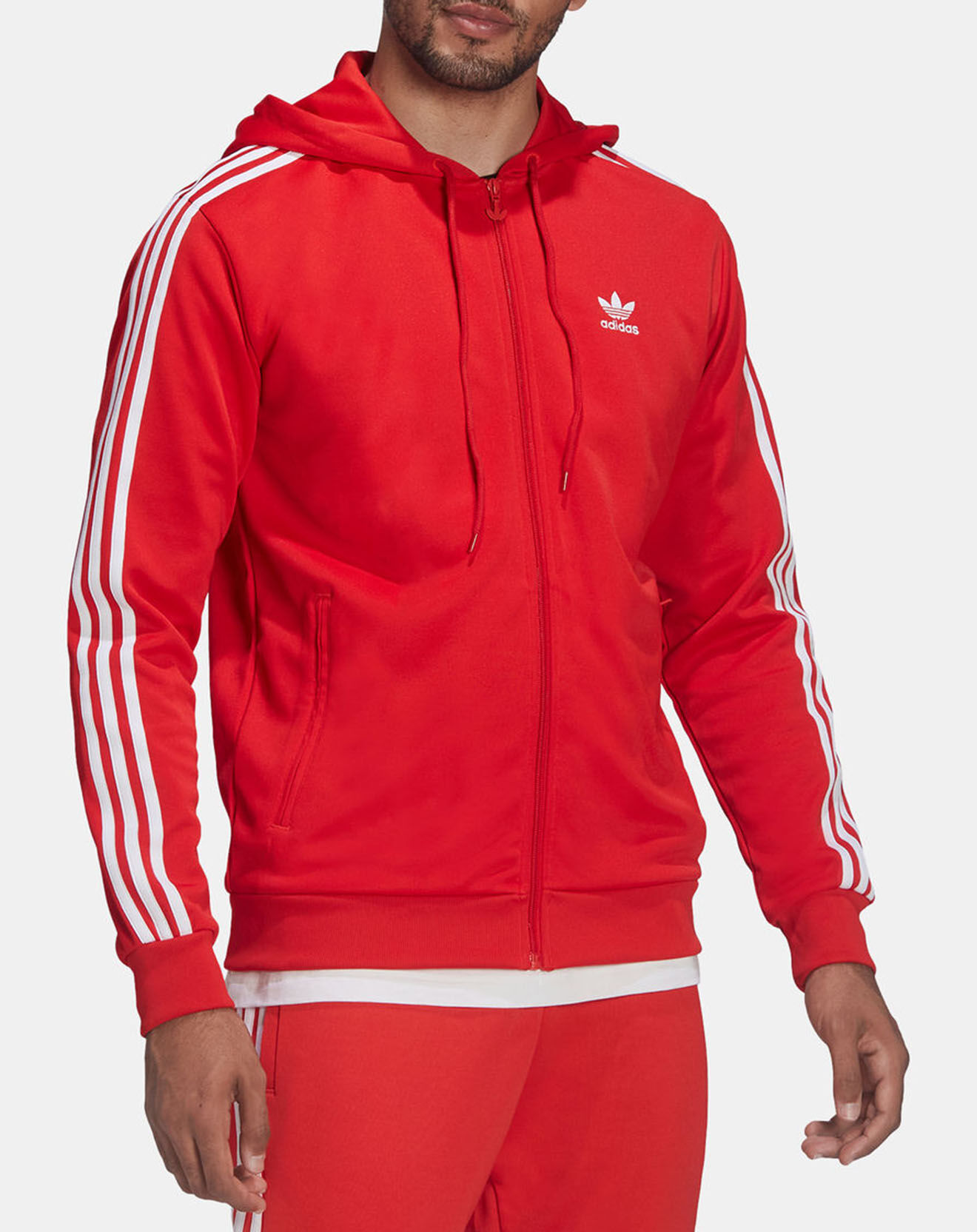 Adidas Veste de survêtement à capuche rouge