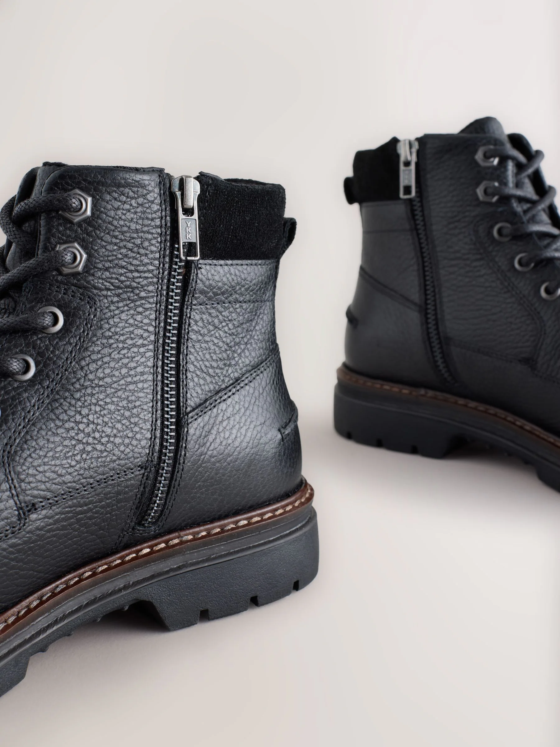 Zwart - Tall Leather Zip-Up Boots