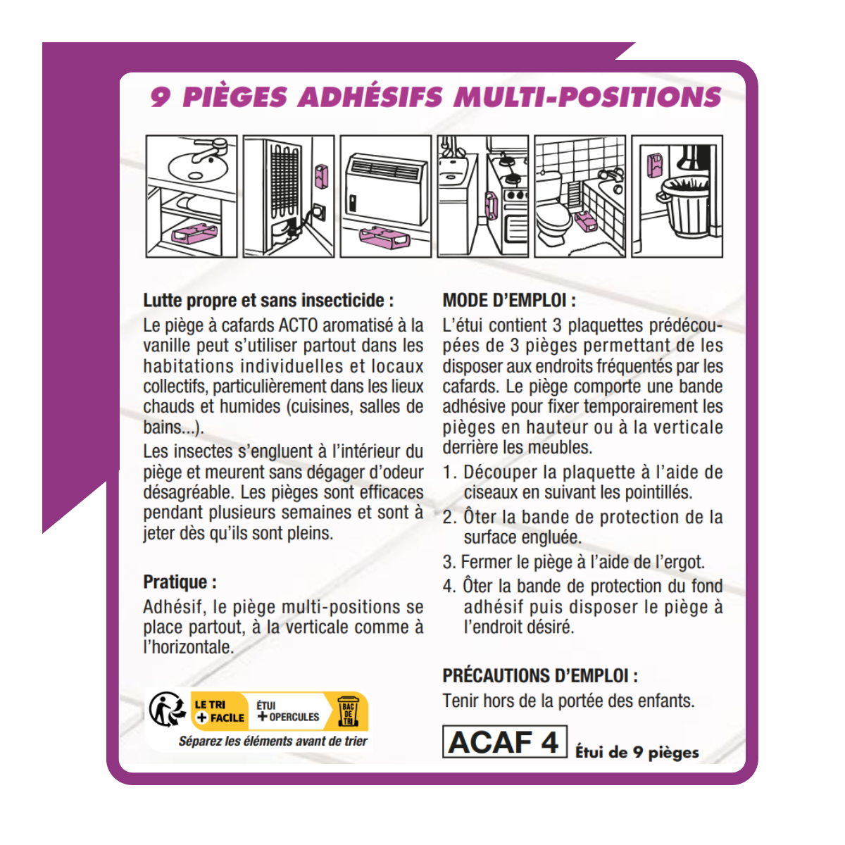 Acto special piège à cafards - elimination efficiente, sans odeur et propre des