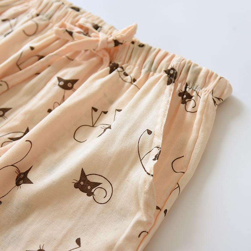 MelMount - Koppel bijpassende pyjamabroek met kattenprint (verschillende ontwerpen)