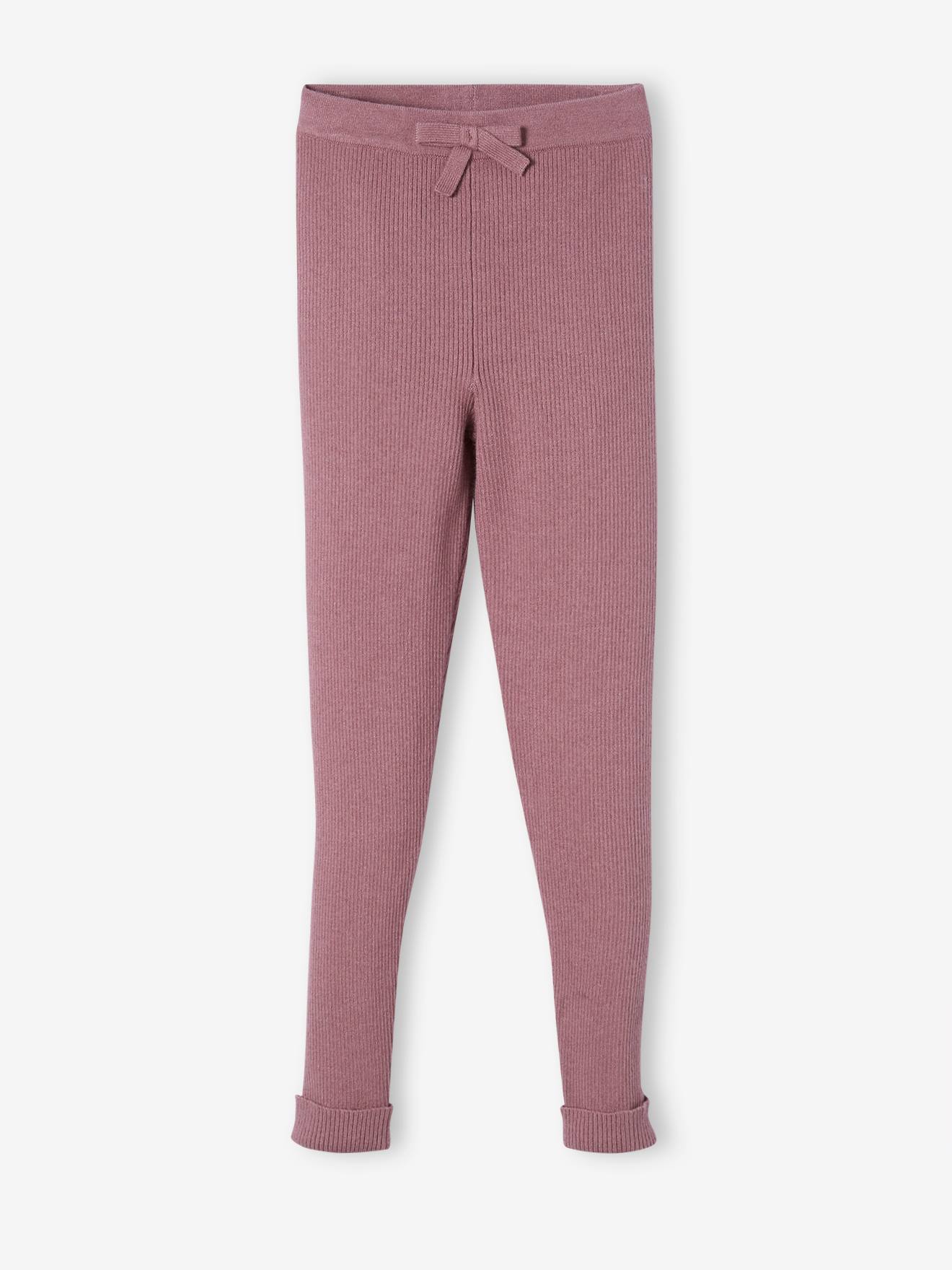 leggings de tricô, lisas, cinza escuro, para menina