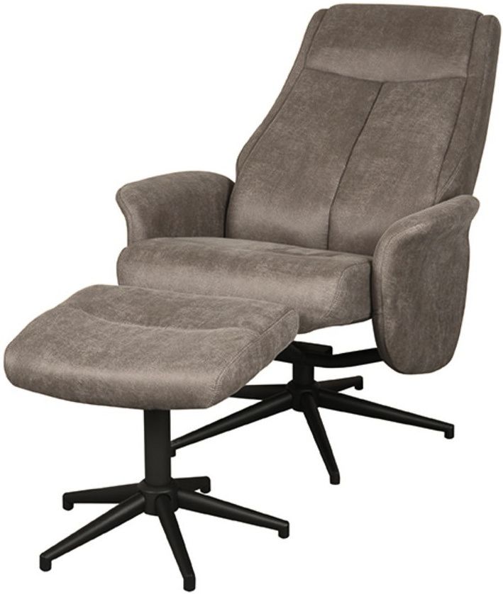 Relaxfauteuil met hocker Taupe Micro Suede CH-73.011 Bergen B77 x D76 x H105 cm