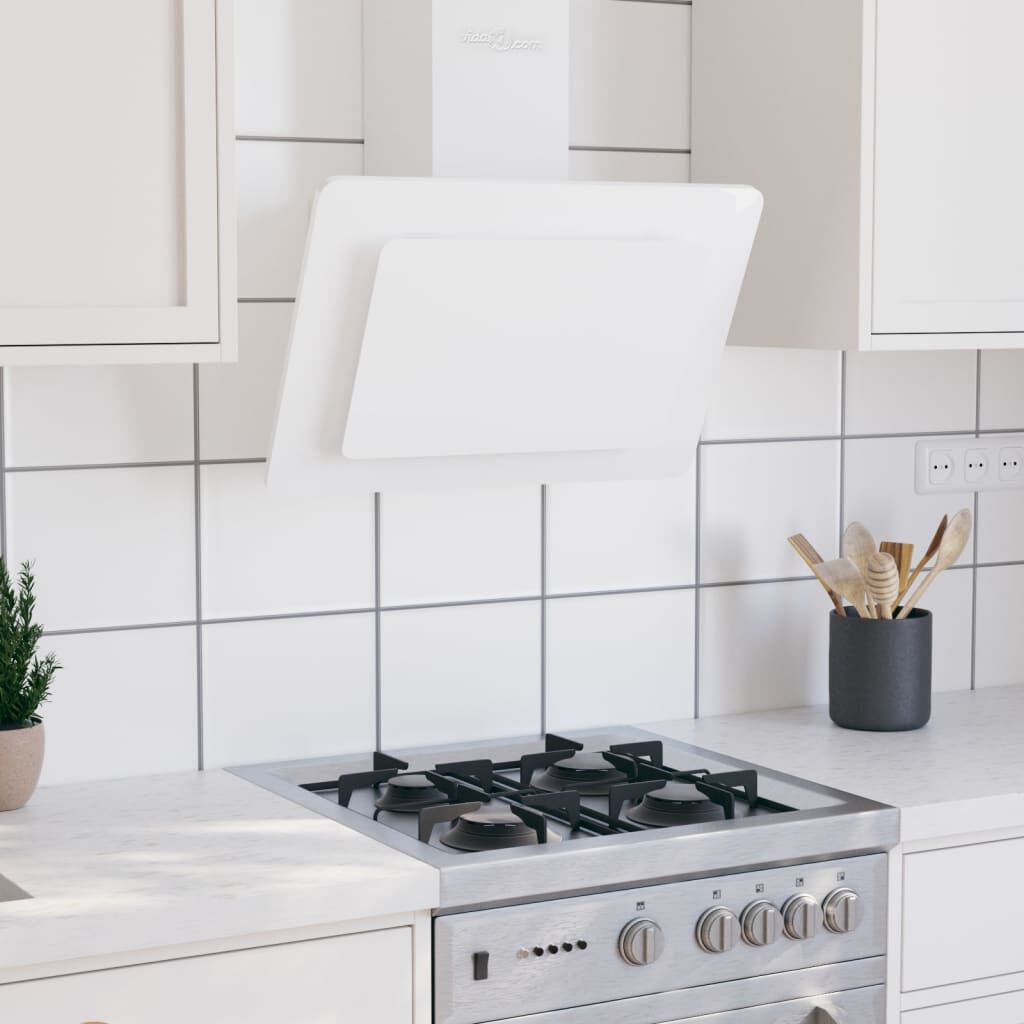 vidaXL Afzuigkap 60 cm roestvrij staal en gehard glas wit
