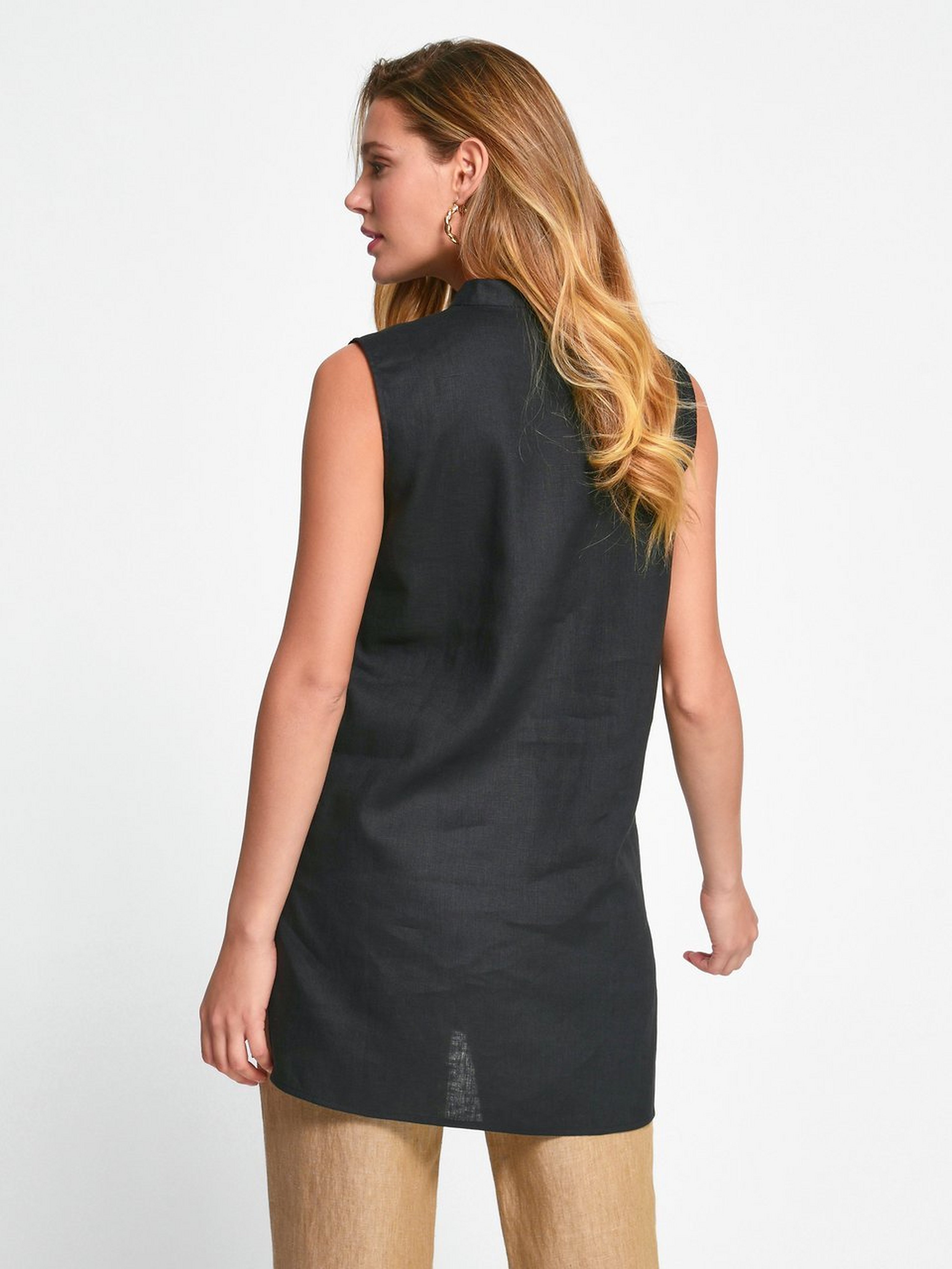 Ärmellose Long-Bluse