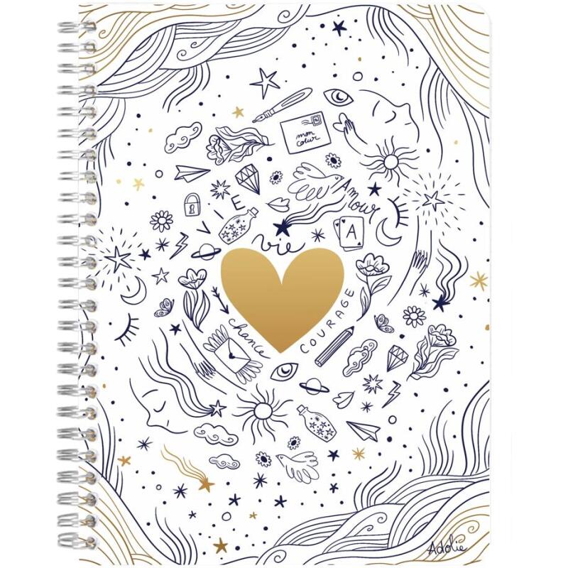 Adolie, Carnet reliure intégrale A5 14,8x21cm, 148 pages, ligné, ass.