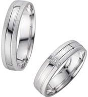 Trouwringen witgoud met Diamanten breedte 5 mm