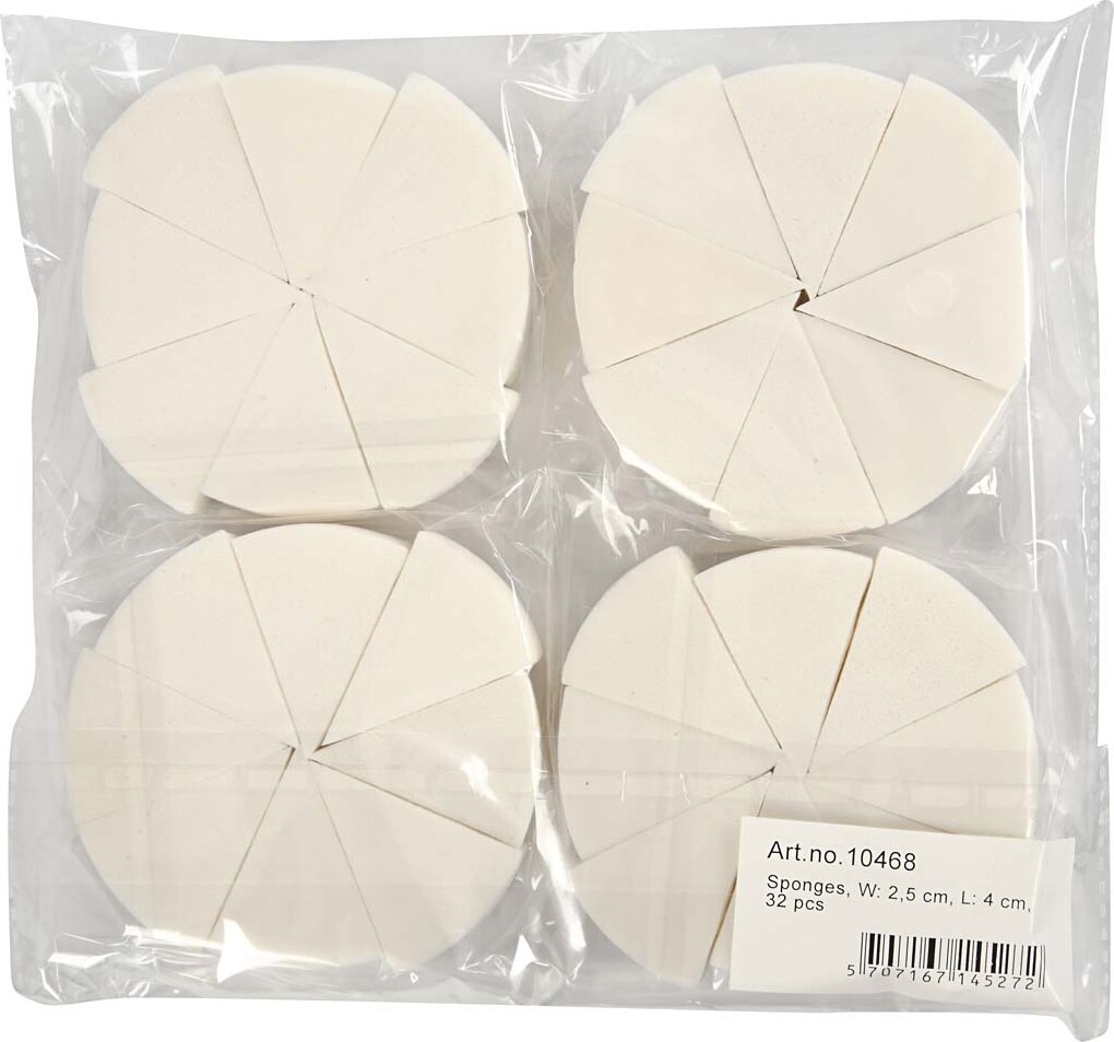 Skumsvampe Til Maling Og Makeup - Hvid - 40X25 MM - 32 Stk