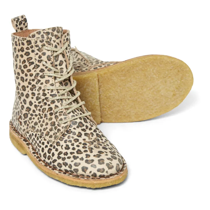 Emile et Ida Bottines à Lacets Cuir Léopard Emi | Camel