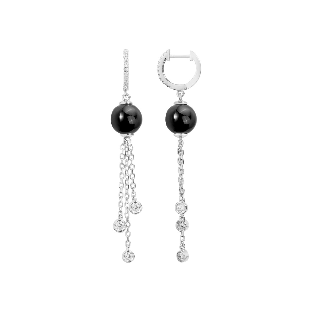 Boucles d'oreilles pendantes en Argent avec oxyde de zirconium blanc