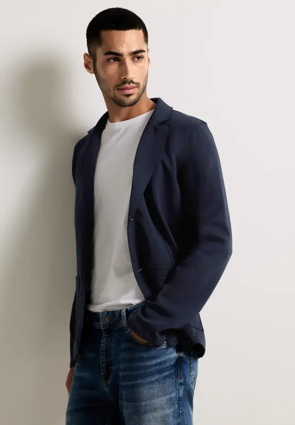 Blazer mit offener Saumkante - nightshadow blue