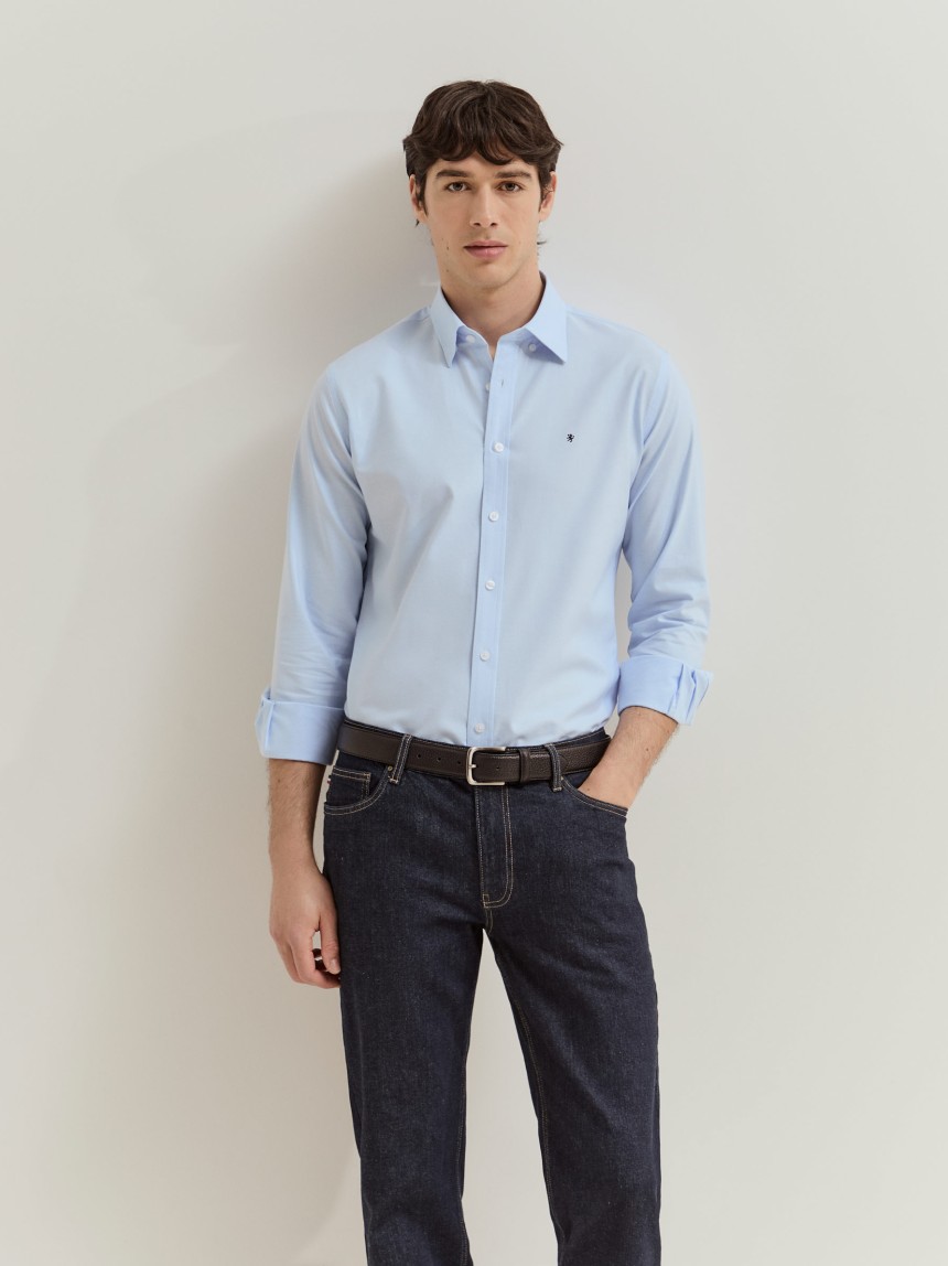 Camisa clássica slim fit em algodão
