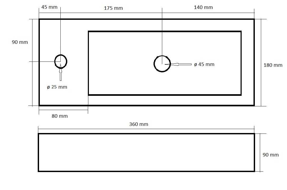 Best Design Allure fontein rechts 36x18x9cm zwart marmer