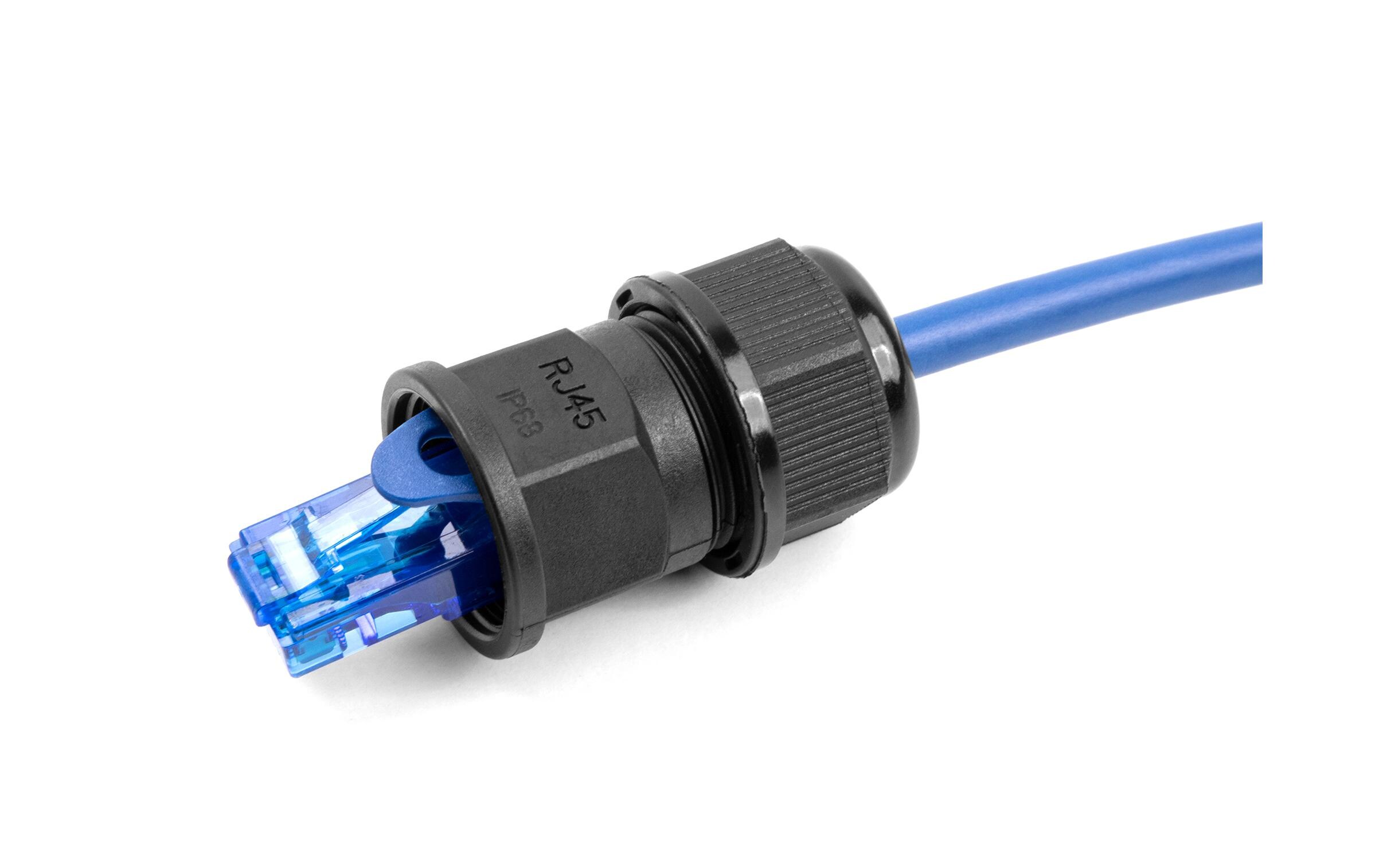 Durchführungskupplung für RJ45, IP67 1 StückDelock Durchführungskupplung für RJ45 Netzwerkkabel IP67 staub- und wasserdicht schwarz