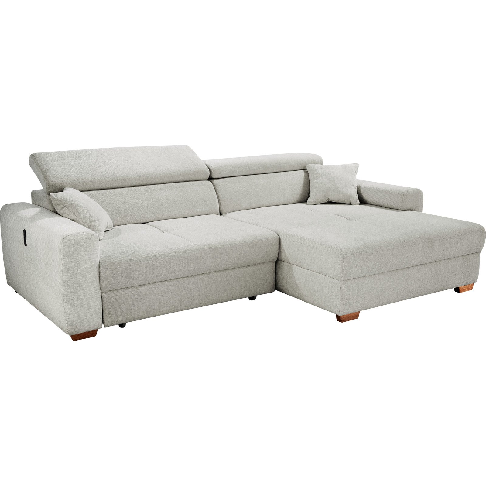 Ecksofa Track Stoff grau mit elektrischer Vorziehbank