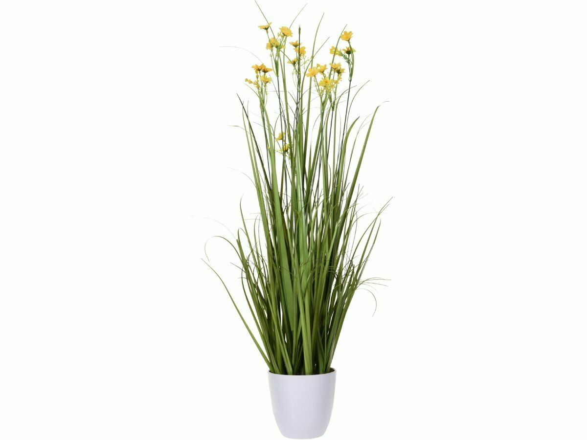 Siergras met bloemen in pot 95 cm kunstplant - 3 kleuren