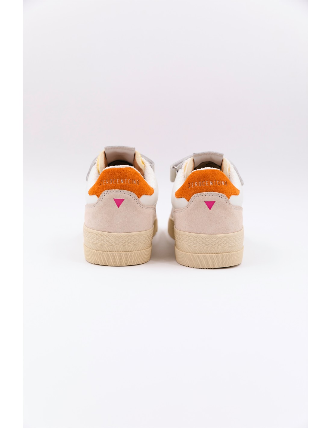 0-105 Baskets de ville femme hazel funky cuir blanc/rose/orange