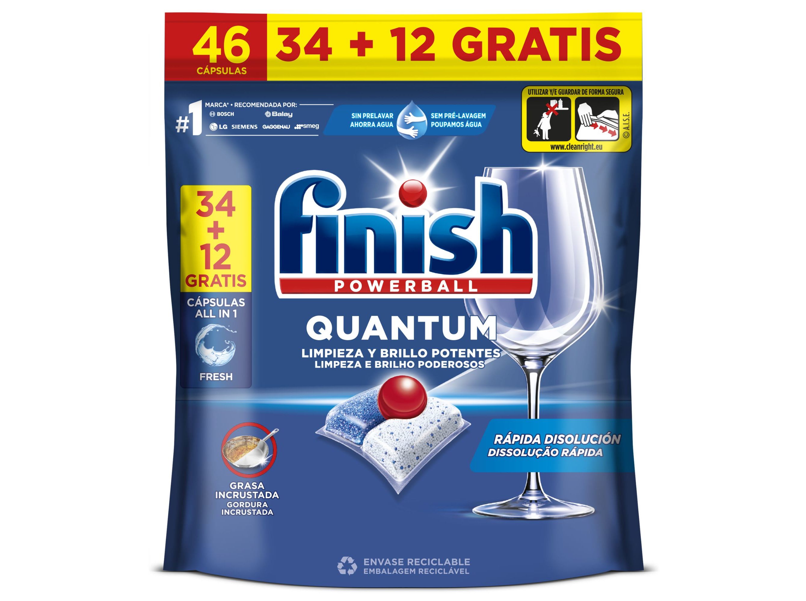 DETERGENTE LOIÇA MÁQUINA FINISH QUANTUM REGULAR 46PASTILHAS