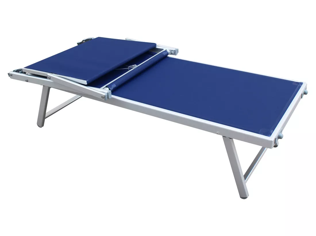Chaiselongue Bleu Aluminium Textilène Balcon Plage 38x186x61