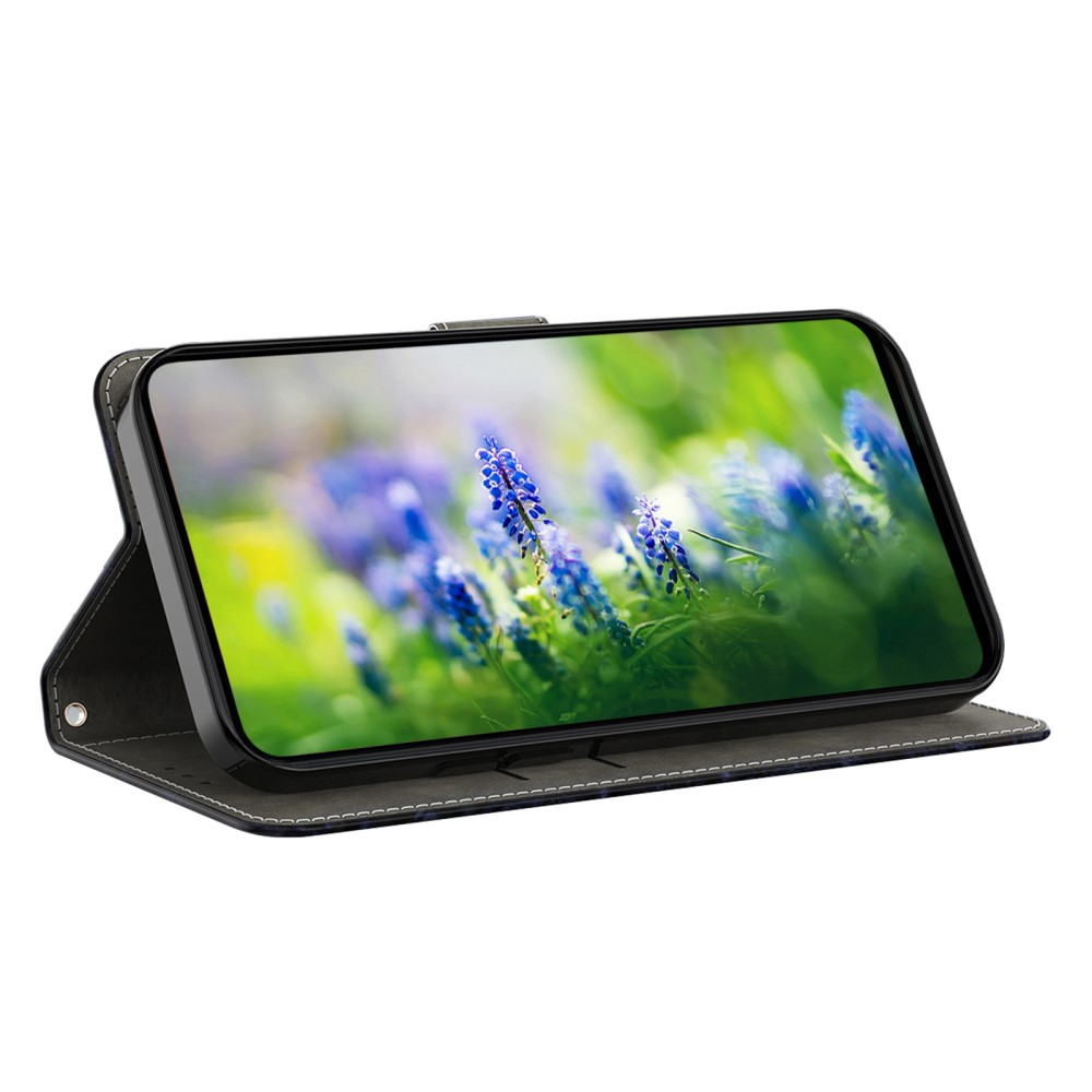 Samsung Galaxy A54 5G Leder Tasche mit Kartenfach   Handschlaufe - Blüte