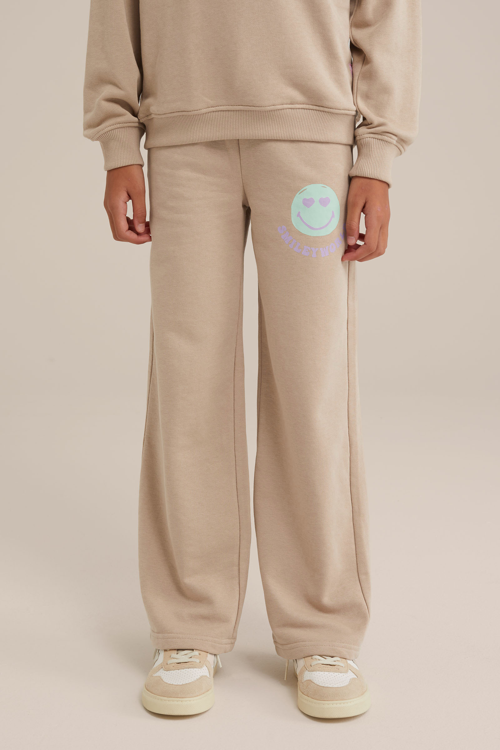 Meisjes SmileyWorld® straight fit joggingbroek WE Fashion Beige