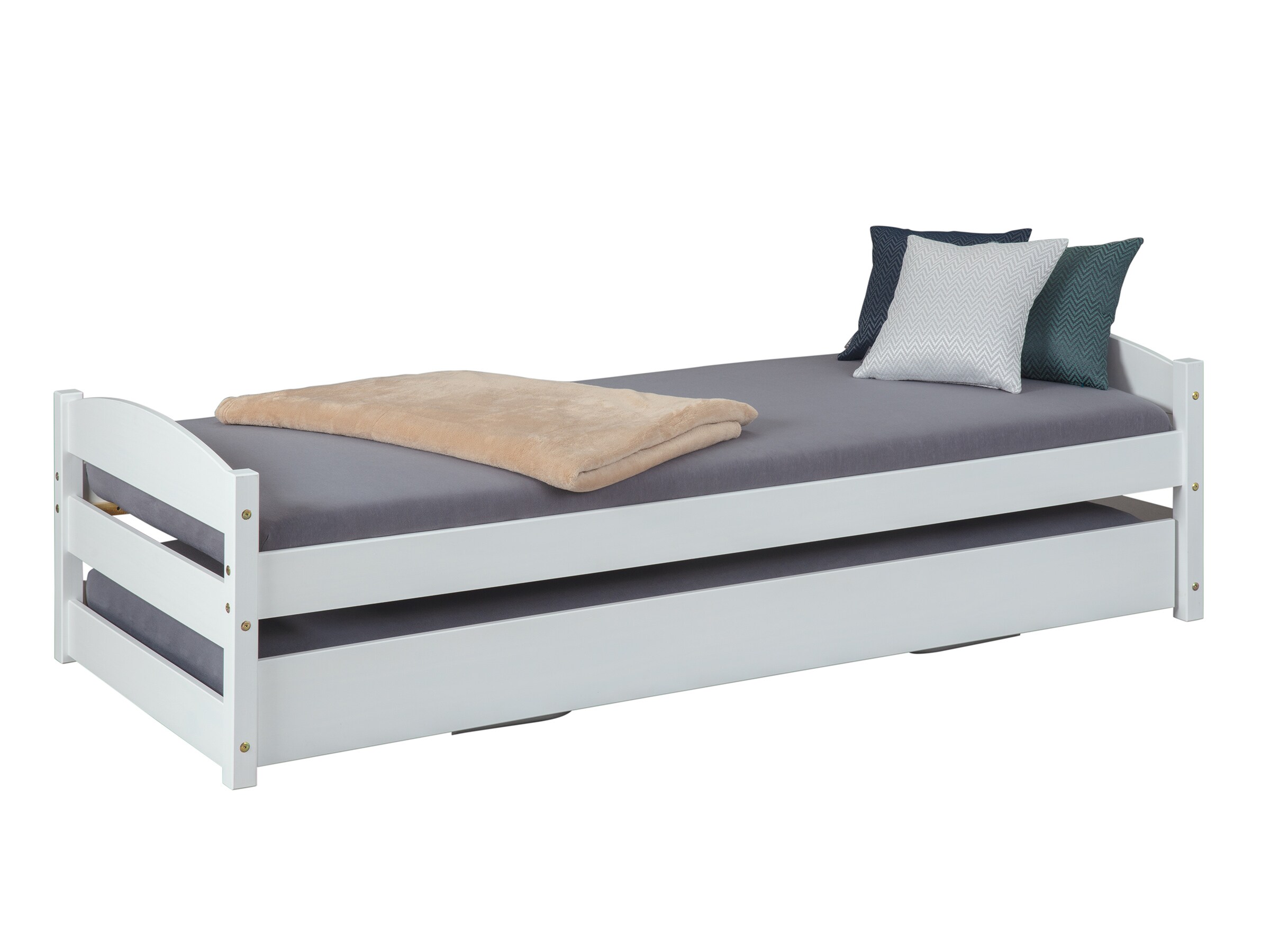 Inter Link Kinderbett Vindas 90x200 cm inkl. Ausziehbett und Lattenrost - Weiss