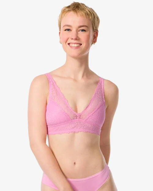 brassière en dentelle rose fluorescent
