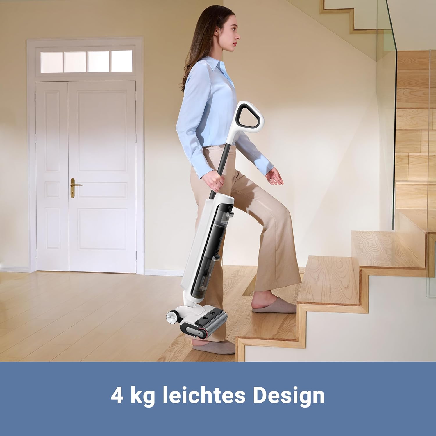 Mova K20 Nass- und Trockensauger, 4 kg Leichter Sauger, selbstreinigende automatische Bürsten, 30 min Laufzeit, Doppel-Kantenreinigung
