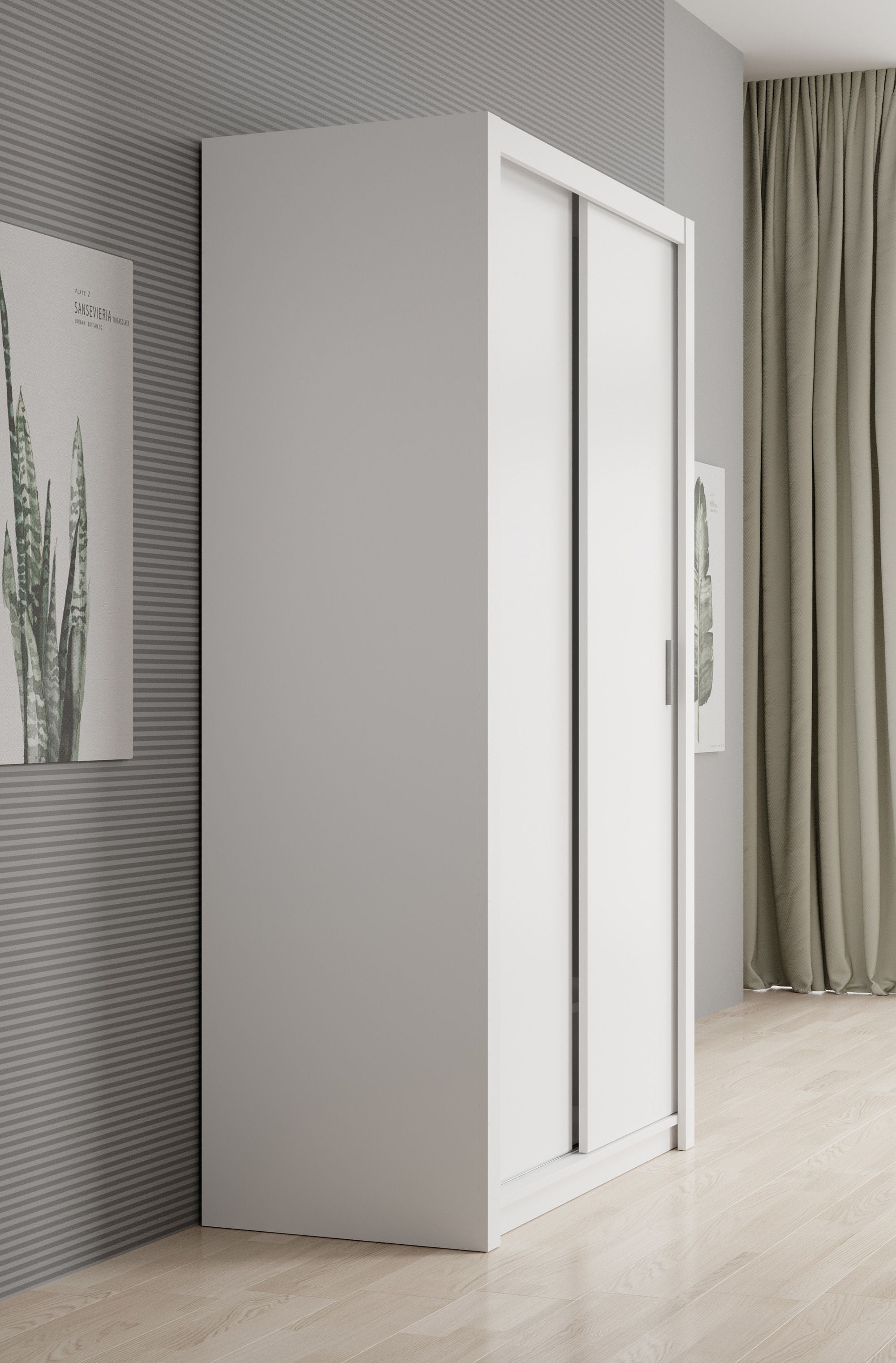 Blake - Kledingkast met schuifdeuren - Wit - 120x62x215 cm