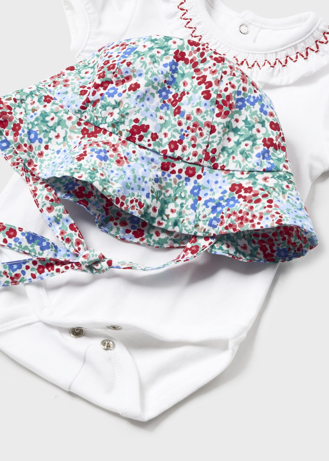 Conjunto floral de 3 peças Better Cotton para recém-nascido, rosa.