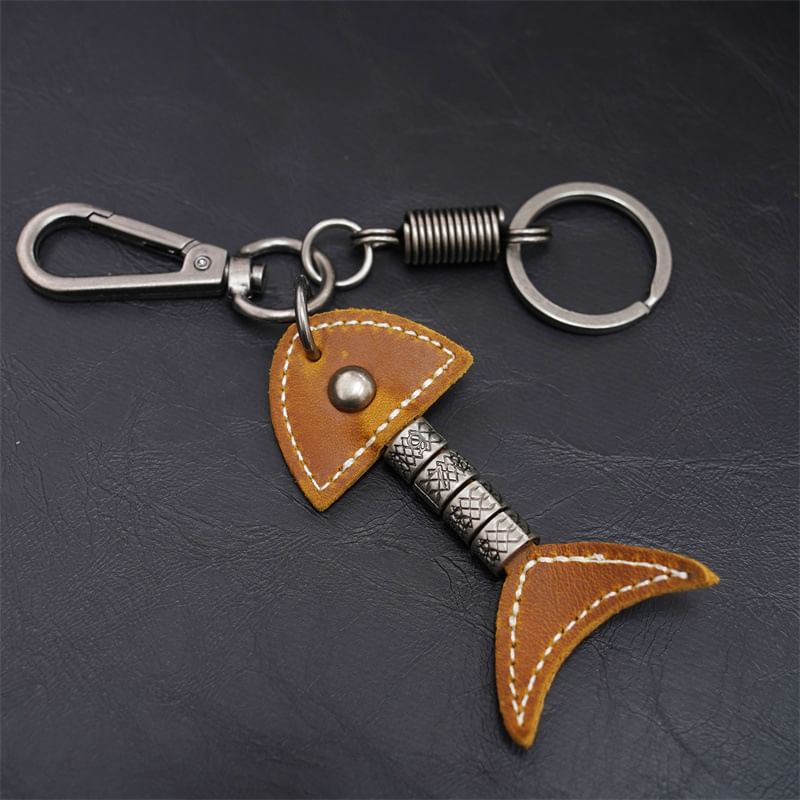 BABLIBU - Sleutelhanger met vis van echt leer