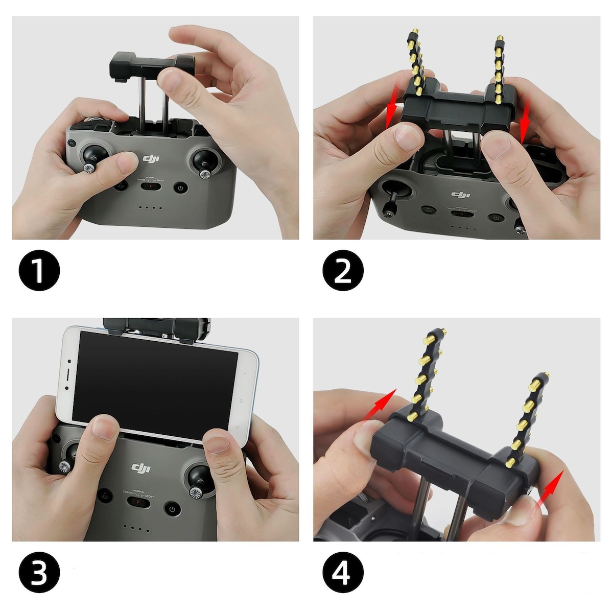 1 par Yagi-UDA antennesignalforsterker for DJI Mavic 3/Air 2S/Mini 2/Mavic Air 2 Sort