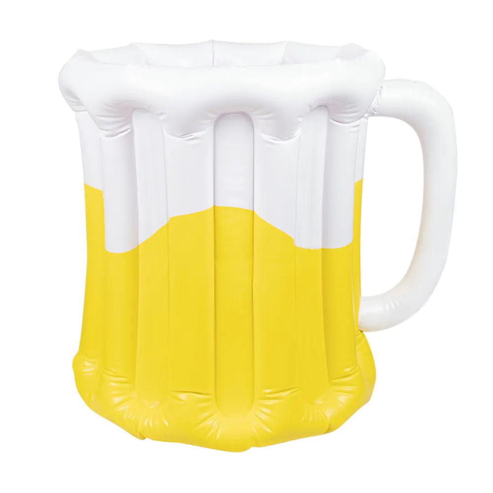 Geel Witte Bierpul Opblaasbaar 46cm