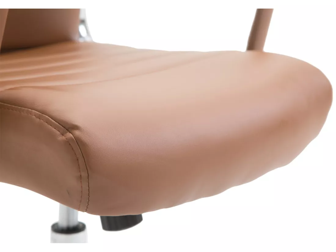 Chaise de bureau - Similicuir & Noyer - Marron clair - Kolumbus