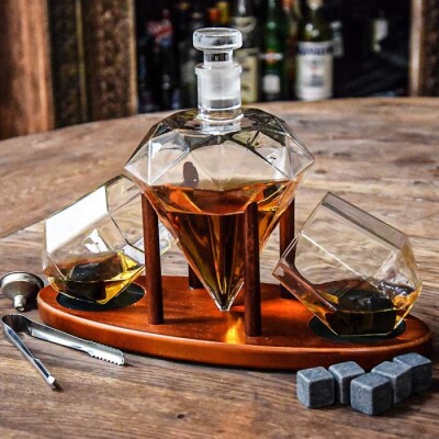 Diamant Karaffel Sæt Med Glas Til Whisky
